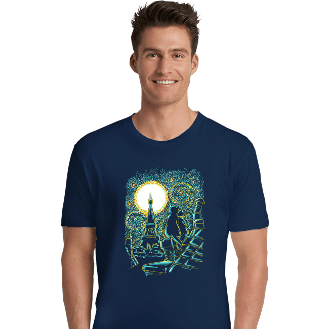 Shirts Premium Shirts, Unisex / Small / Navy Starry Paris Cats