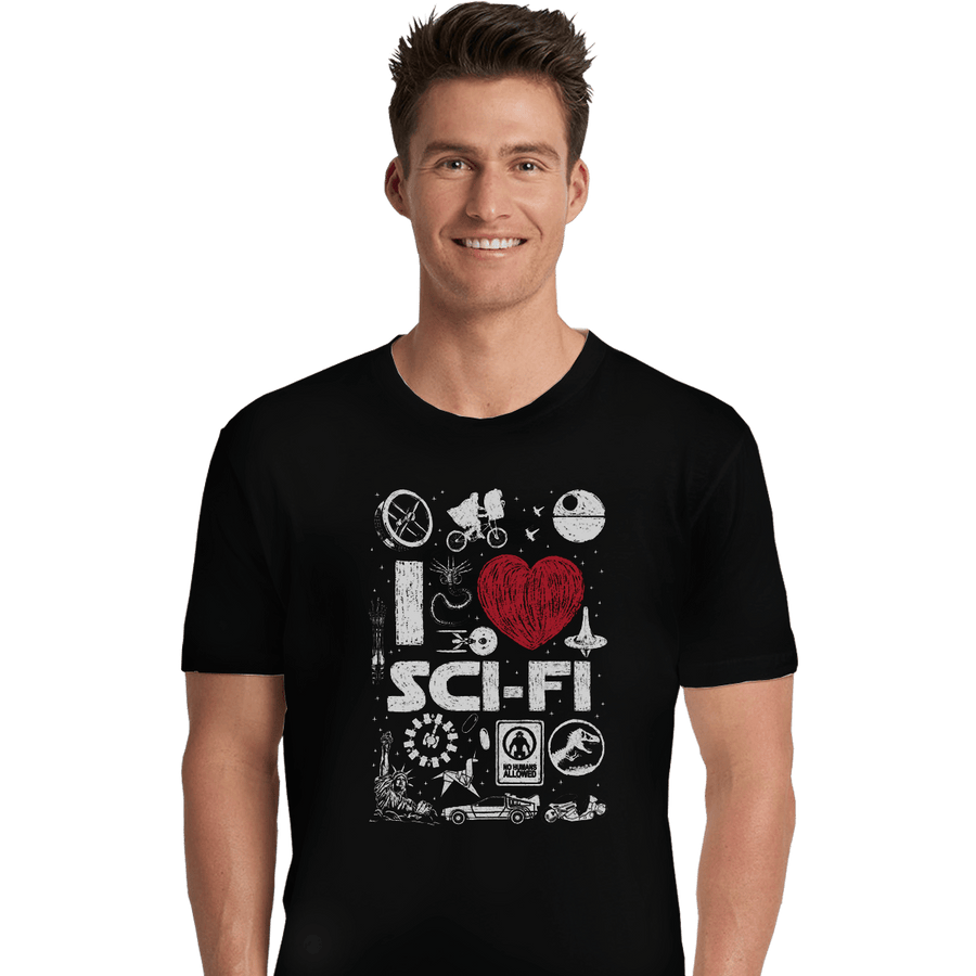 Shirts Premium Shirts, Unisex / Small / Black I Love Sci-Fi