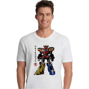 Daily_Deal_Shirts Premium Shirts, Unisex / Small / White Mighty Morphin Megazord Sumi-e