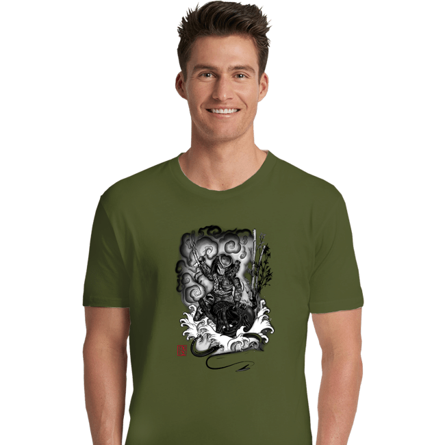 Shirts Premium Shirts, Unisex / Small / Military Green The Hunter And The Demon