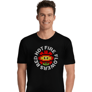 Shirts Premium Shirts, Unisex / Small / Black Red Hot Fire Flowers