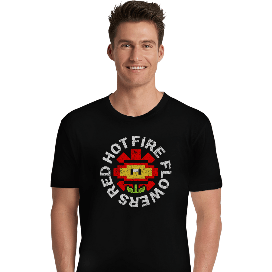 Shirts Premium Shirts, Unisex / Small / Black Red Hot Fire Flowers