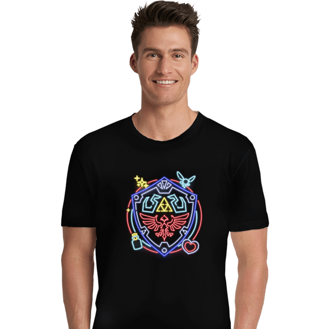 Daily_Deal_Shirts Premium Shirts, Unisex / Small / Black Neon Shield