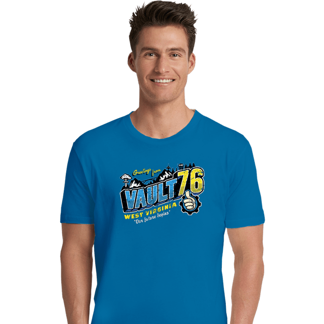 Shirts Premium Shirts, Unisex / Small / Sapphire Greetings From The Vault