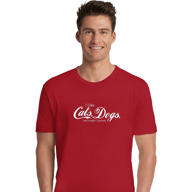 Shirts Premium Shirts, Unisex / Small / Red I Like Cats, Dogs, And Maybe 3 People