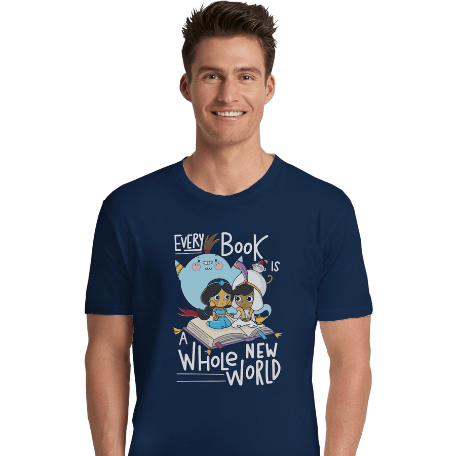 Shirts Premium Shirts, Unisex / Small / Navy Every Book Is a Whole New World
