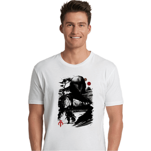 Daily_Deal_Shirts Premium Shirts, Unisex / Small / White The Bounty Hunter In The desert Sumi-e