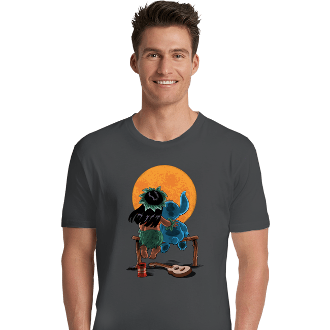 Daily_Deal_Shirts Premium Shirts, Unisex / Small / Charcoal Alien And Girl Gazing At The Moon