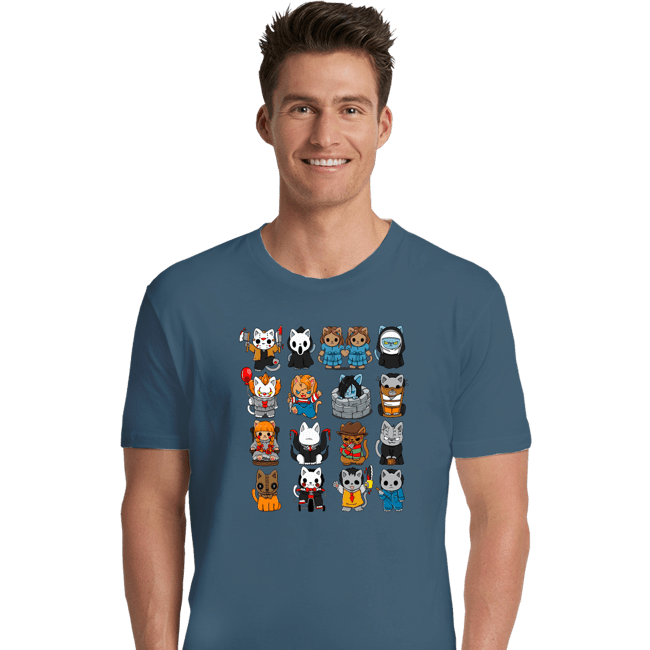 Secret_Shirts Premium Shirts, Unisex / Small / Indigo Blue Horror Kitties