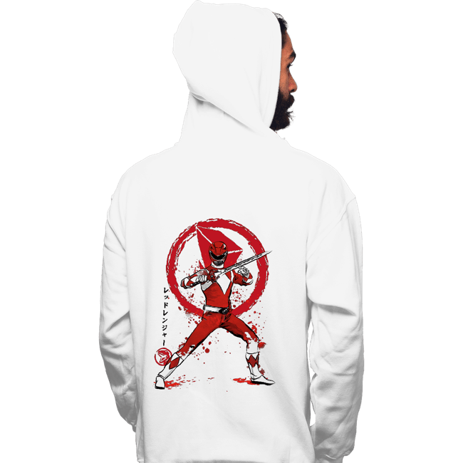 Daily_Deal_Shirts Pullover Hoodies, Unisex / Small / White Red Ranger Sumi-e