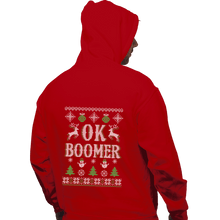 Load image into Gallery viewer, Shirts Zippered Hoodies, Unisex / Small / Red OK Boomer Ugly Christmas Sweater
