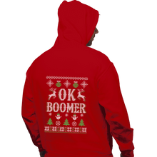 Load image into Gallery viewer, Shirts Zippered Hoodies, Unisex / Small / Red OK Boomer Ugly Christmas Sweater
