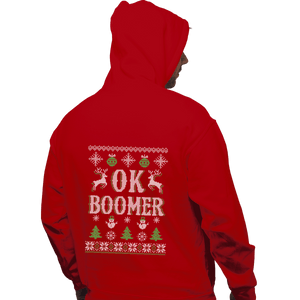 Shirts Zippered Hoodies, Unisex / Small / Red OK Boomer Ugly Christmas Sweater