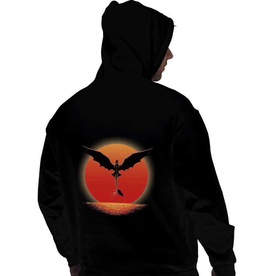 Shirts Zippered Hoodies, Unisex / Small / Black Dragon on Sunset