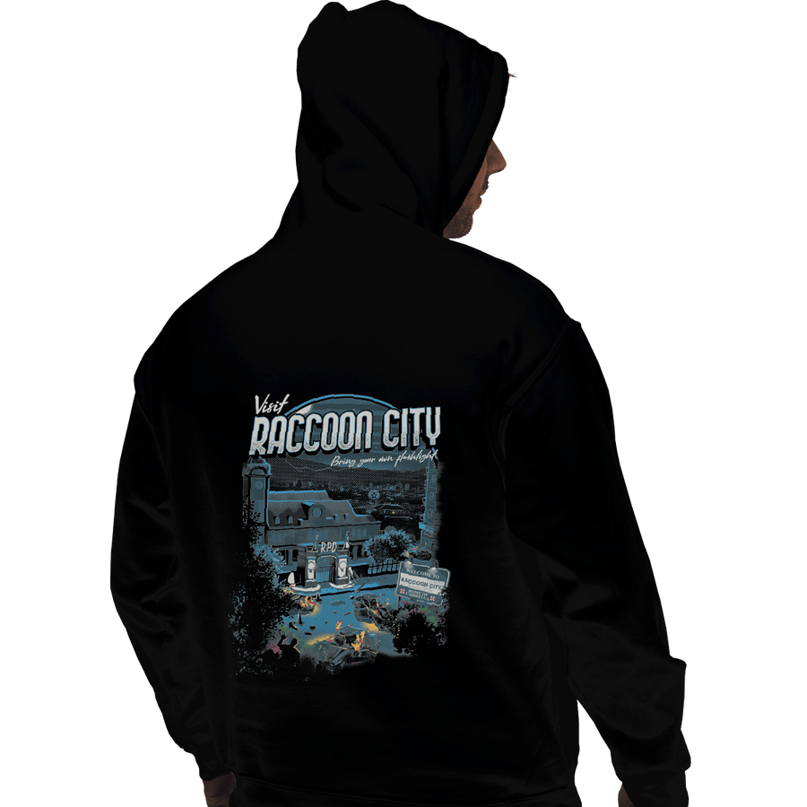 Shirts Pullover Hoodies, Unisex / Small / Black Visit Raccoon City