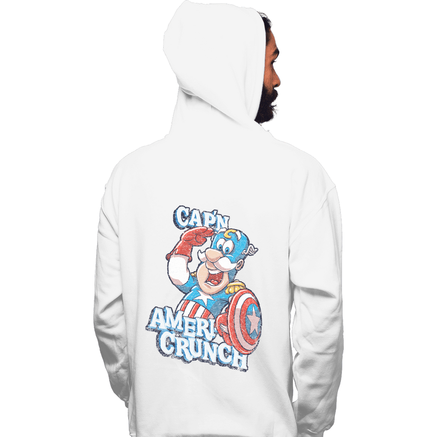 Shirts Pullover Hoodies, Unisex / Small / White Cap'n AmeriCrunch