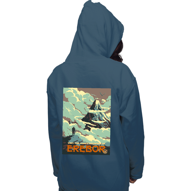 Shirts Pullover Hoodies, Unisex / Small / Indigo Blue Visit Erebor