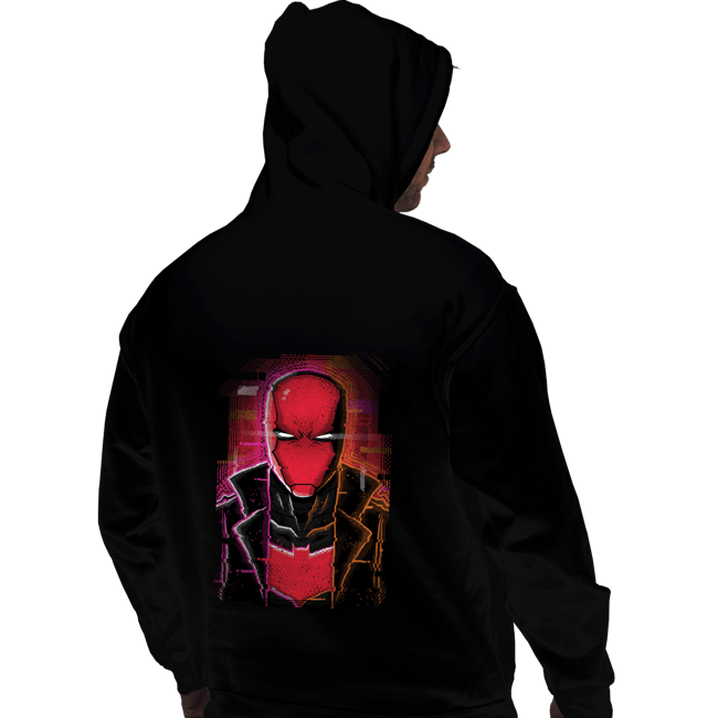 Daily_Deal_Shirts Pullover Hoodies, Unisex / Small / Black Glitch Red Hood