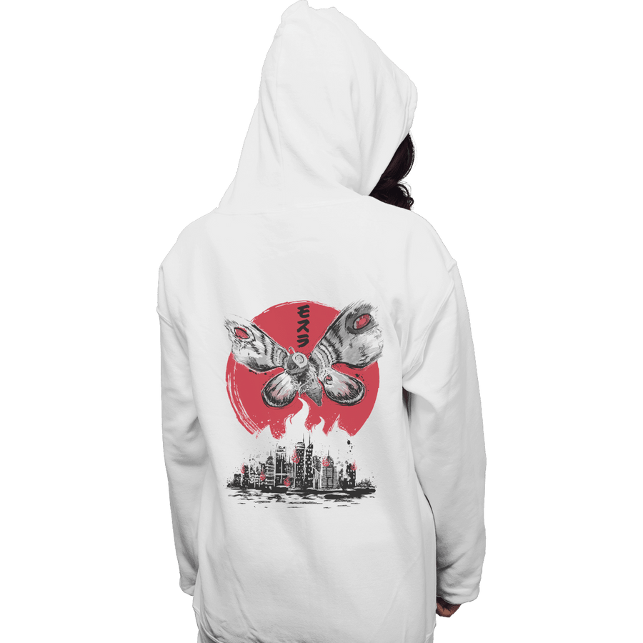 Shirts Pullover Hoodies, Unisex / Small / White Giant Moth Attack Sumi-e