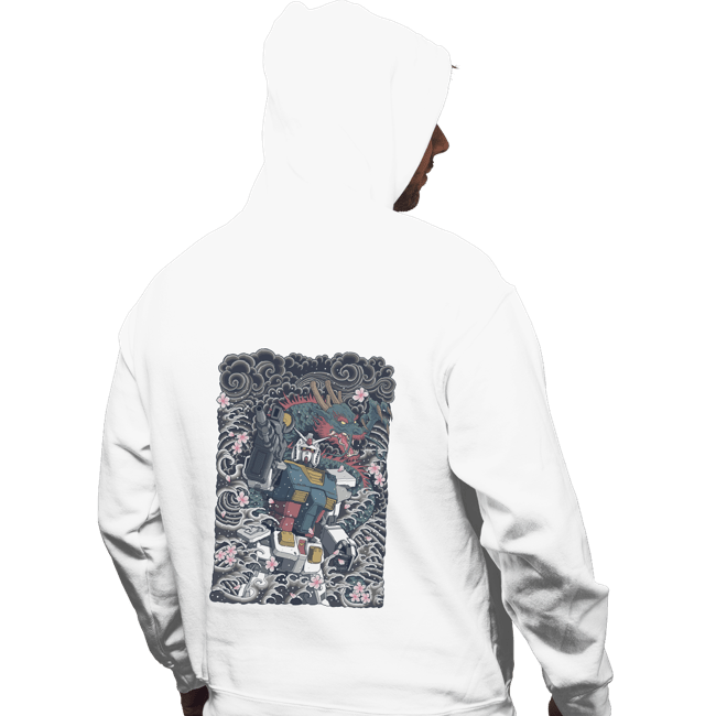 Daily_Deal_Shirts Pullover Hoodies, Unisex / Small / White Gundam Blue Dragon