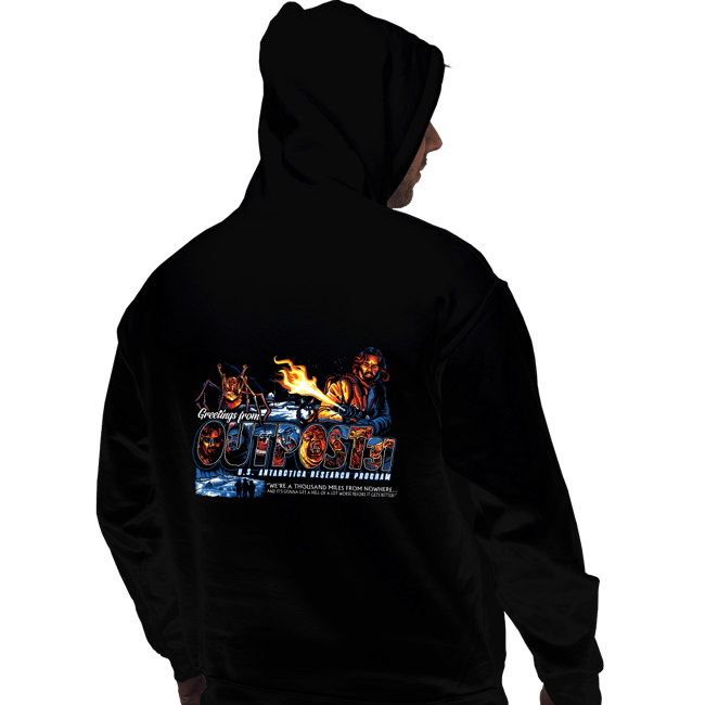 Daily_Deal_Shirts Pullover Hoodies, Unisex / Small / Black Greetings From Outpost 31