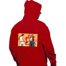 Load image into Gallery viewer, Shirts Pullover Hoodies, Unisex / Small / Red Famous Handshake

