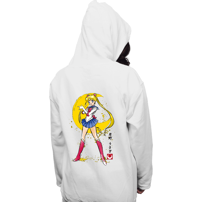 Daily_Deal_Shirts Pullover Hoodies, Unisex / Small / White Moon Sumi-e