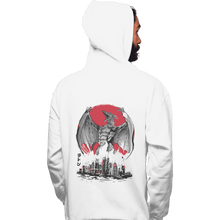 Load image into Gallery viewer, Shirts Pullover Hoodies, Unisex / Small / White Fire Pteranodon Attack Sumi-e
