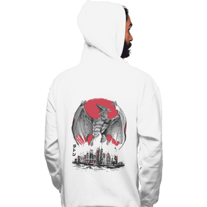 Shirts Pullover Hoodies, Unisex / Small / White Fire Pteranodon Attack Sumi-e