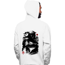Load image into Gallery viewer, Daily_Deal_Shirts Pullover Hoodies, Unisex / Small / White The Bounty Hunter In The desert Sumi-e
