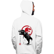 Load image into Gallery viewer, Shirts Pullover Hoodies, Unisex / Small / White Tyrannosaurus sumi-e halftones

