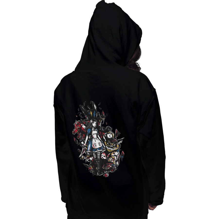 Shirts Pullover Hoodies, Unisex / Small / Black Alice in Mad
