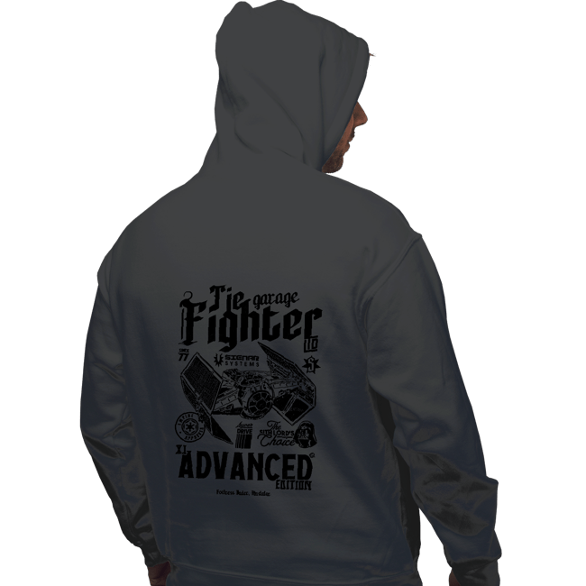 Daily_Deal_Shirts Pullover Hoodies, Unisex / Small / Charcoal Tie Fighter Garage