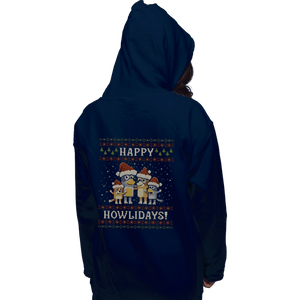 Daily_Deal_Shirts Pullover Hoodies, Unisex / Small / Navy Happy Howlidays