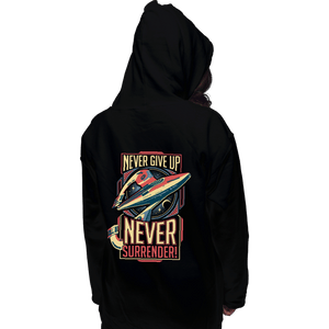 Secret_Shirts Pullover Hoodies, Unisex / Small / Black Never Surrender!