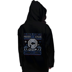 Daily_Deal_Shirts Pullover Hoodies, Unisex / Small / Black Happy Robo Xmas