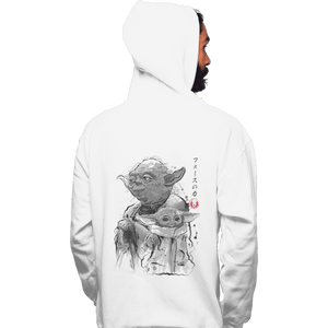 Shirts Zippered Hoodies, Unisex / Small / White Old And Young Sumi-e