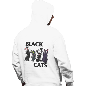 Shirts Zippered Hoodies, Unisex / Small / White Black Cats Flag