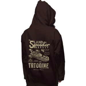 Daily_Deal_Shirts Pullover Hoodies, Unisex / Small / Dark Chocolate Land Speeder Garage