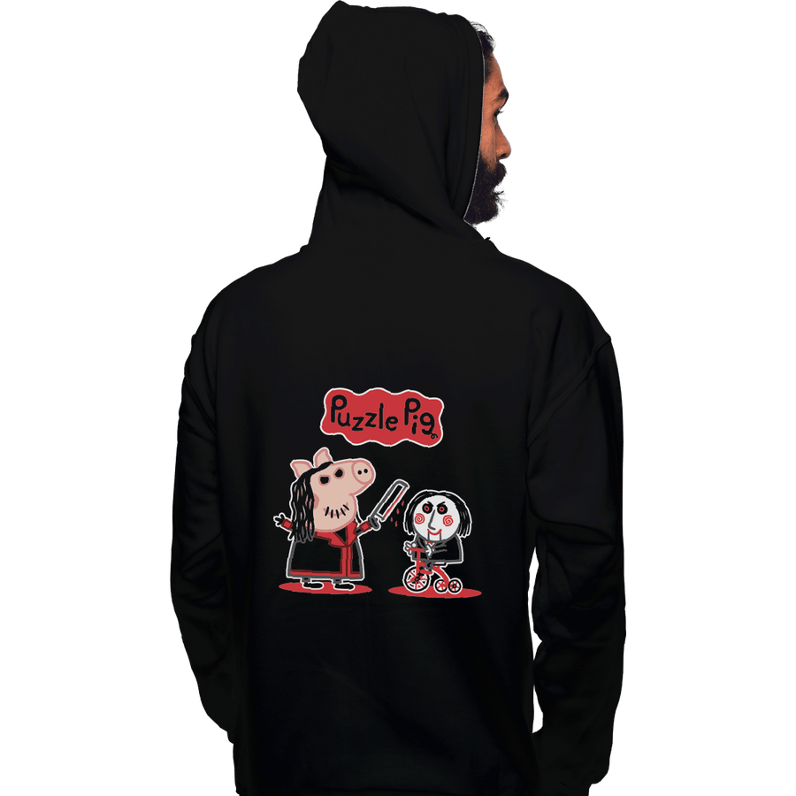 Shirts Zippered Hoodies, Unisex / Small / Black Puzzle Pig