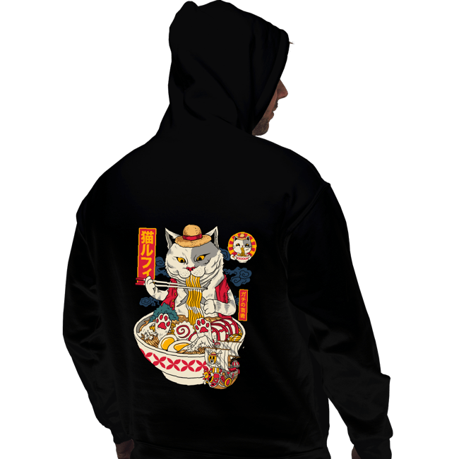 Daily_Deal_Shirts Pullover Hoodies, Unisex / Small / Black Ramen Cat Pirate