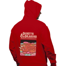 Load image into Gallery viewer, Shirts Pullover Hoodies, Unisex / Small / Red Donuts And Dragons
