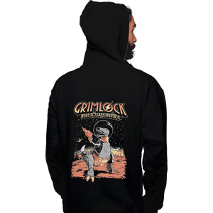 Shirts Pullover Hoodies, Unisex / Small / Black Space Pulp Robot Dinosaur Hero