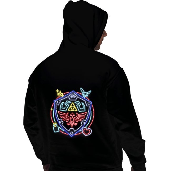 Daily_Deal_Shirts Pullover Hoodies, Unisex / Small / Black Neon Shield