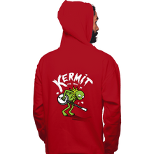 Load image into Gallery viewer, Shirts Pullover Hoodies, Unisex / Small / Red Banjoist Frog
