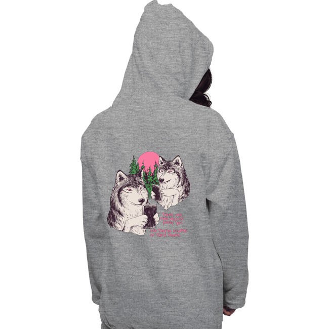 Daily_Deal_Shirts Pullover Hoodies, Unisex / Small / Sports Grey Two Wolves On Their Phones