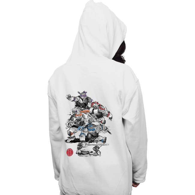 Daily_Deal_Shirts Pullover Hoodies, Unisex / Small / White Ninja Turtles Sumi-e