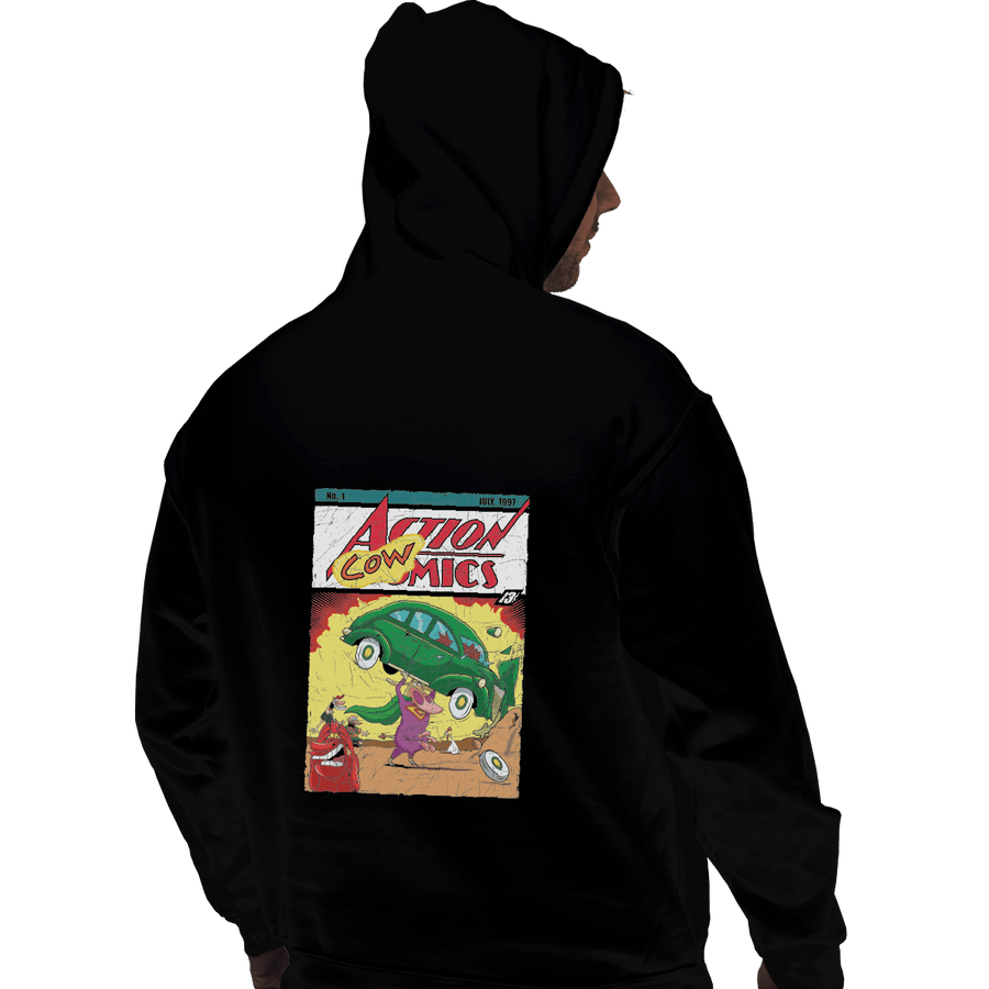 Shirts Zippered Hoodies, Unisex / Small / Black Action Cowmics