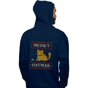 Daily_Deal_Shirts Pullover Hoodies, Unisex / Small / Navy Meowy Catmas