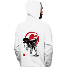 Load image into Gallery viewer, Shirts Pullover Hoodies, Unisex / Small / White Velociraptor sumi-e halftones

